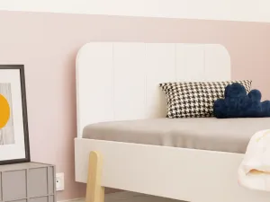 Benlemi Jednolôžková posteľ NOVA s obdĺžnikovým čelom 90x200 cm Zvoľte farbu: Biela, Zvoľte zábranu: So zábranou, Zvoľte nohy: Šikmé nohy