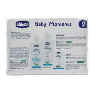 Chicco Baby Moments tuhé mydlo na ruky 100 g + detský šampón na vlasy 200 ml + šampón na celé telo pre deti 200 ml + kozmetická taška darčeková sada,C
