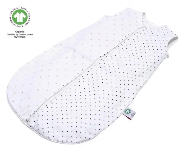 MOTHERHOOD Vak na spanie mušelínový BIO Pink and Black Dots 6-18 m 0,5 tog