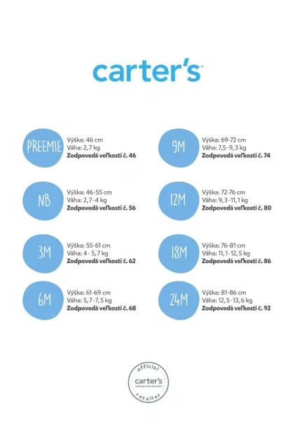 CARTERS - Vak na spanie Blue chlapec LBB NB/ veľ. 56