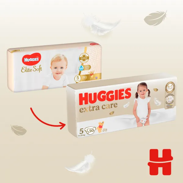 HUGGIES Elite Soft 5 15-22kg 50ks,HUGGIES® Extra Care plienky jednorazové 5 (12-17 kg) 50 ks
