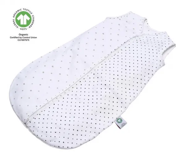 MOTHERHOOD Vak na spanie mušelínový BIO Grey and Black Dots 6-18 m 0,5 tog