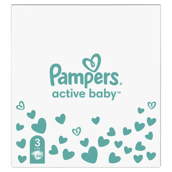 Pampers Active Baby 3 MIDI 6-10 kg 208 ks,PAMPERS Active Baby Plienky jednorazové 3 (6-10 kg) 208 ks - MESAČNÁ ZÁSOBA