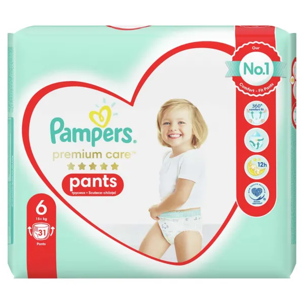Pampers Premium Care Pants 6 31 ks,PAMPERS Premium Care Pants Nohavičky plienkové jednorazové 6 (16 kg+) 31 ks