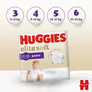 HUGGIES Elite Soft Pants 5 1×1 ks 34 ks,HUGGIES® Nohavičky plienkové jednorazové 5 Extra Care Pants (12-17 kg) 34 ks
