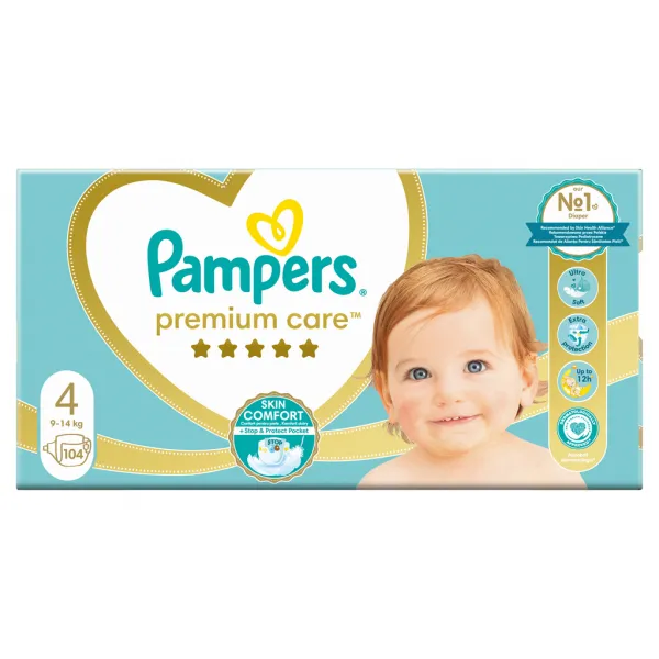Pampers Premium Care 4 MAXI 9-14 kg 104 ks,PAMPERS Premium Care Plienky jednorazové 4 (9-14 kg) 104 ks - MEGA PACK