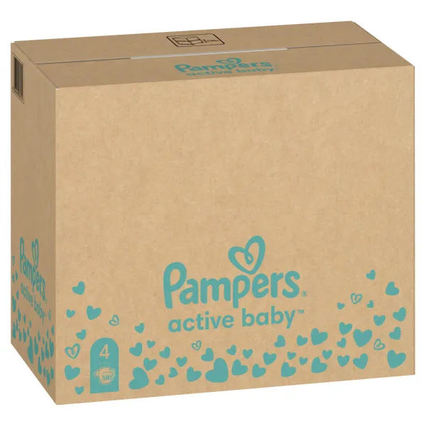 Pampers Active Baby 4 9-14 kg 180 ks,PAMPERS Active Baby Plienky jednorazové 4 (9-14 kg) 180 ks - MESAČNÁ ZÁSOBA