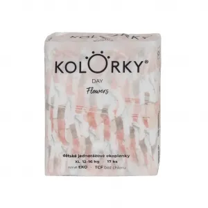 KOLORKY DAY kvety XL 12-16 kg 17 ks,KOLORKY DAY Plienky jednorazové eko, kvety XL (12-16 kg) 17 ks