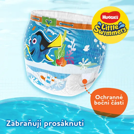 Huggies Little Swimmers 2-3 3-8 kg 12 ks,HUGGIES® Little Swimmers Plienky do vody jednorazové 2-3 (3-8 kg) 12 ks