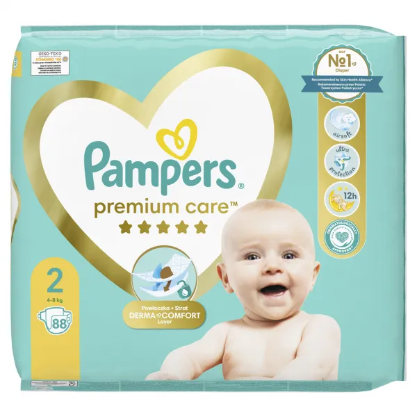 Pampers Premium Care, Veľkosť 2, Plienky 88 ks, 4kg-8kg
