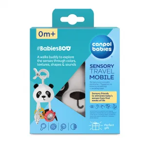 CANPOL BABIES Hračka senzorická závesná cestovná Panda s klipom BabiesBoo