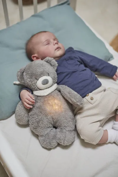 NATTOU Uspávačik plyšový hudobný so svetielkom a senzorom plaču 4v1 Sleepy Bear Grey 0m+
