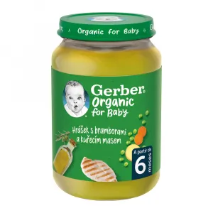GERBER Organic hrášok so zemiakmi a kuracím mäsom 190 g,GERBER Organic detský príkrm hrášok so zemiakmi a kuracím mäsom 190 g​