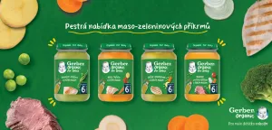 GERBER Organic hrášok so zemiakmi a kuracím mäsom 190 g,GERBER Organic detský príkrm hrášok so zemiakmi a kuracím mäsom 190 g​