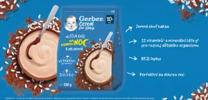 GERBER Kaša mliečna cereal kakaová Dobrú noc 230 g
