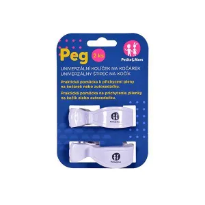 Petite&Mars kolíček Peg na biela 2ks,PETITE&MARS Štipec Peg na kočík (2 ks) White