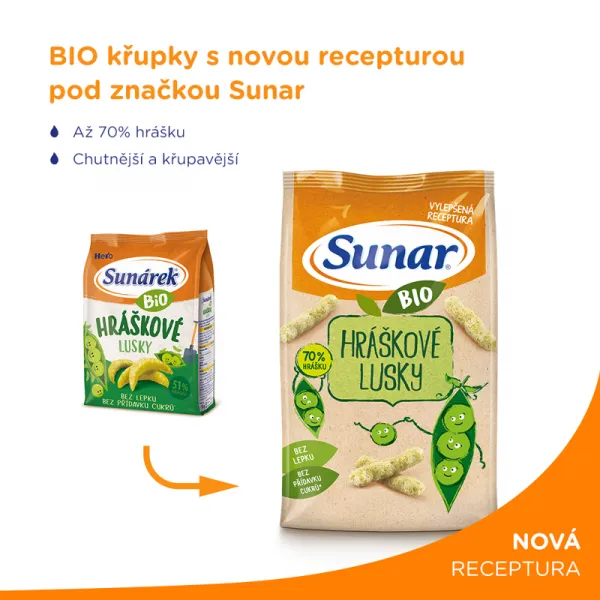 SUNAR Bio hráškové struky 45 g,SUNAR BIO Chrumky Hráškové struky 45 g