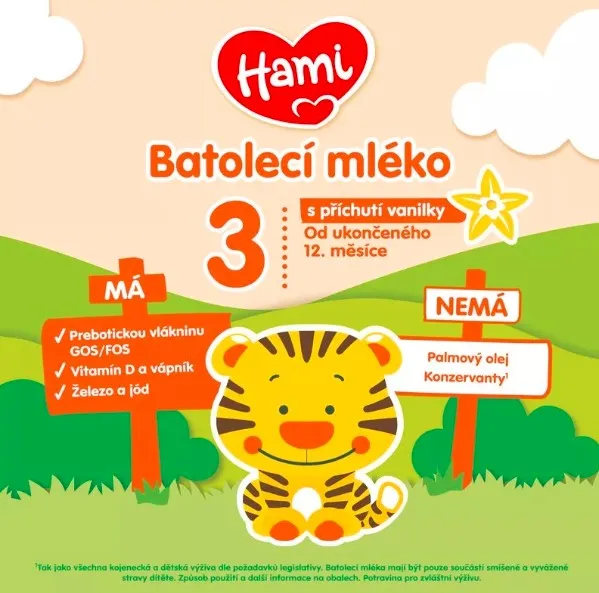 Hami 12+ s príchuťou vanilky 600 g,HAMI 3 Mlieko batoľacie s príchuťou vanilky 600 g