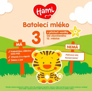 Hami 12+ s príchuťou vanilky 600 g,HAMI 3 Mlieko batoľacie s príchuťou vanilky 600 g