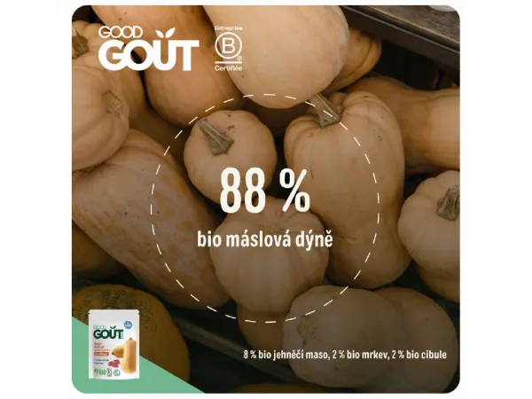 Good Gout Bio Maslová tekvica s jahňacím mäsom 3 x 190 g,GOOD GOUT BIO Maslová tekvica s jahňacím mäsom 190 g