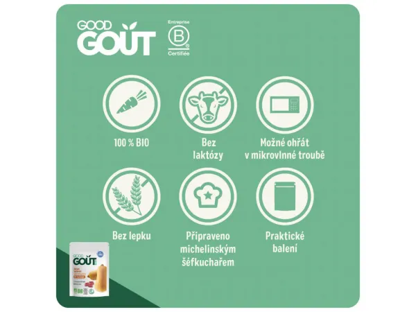 Good Gout Bio Maslová tekvica s jahňacím mäsom 3 x 190 g,GOOD GOUT BIO Maslová tekvica s jahňacím mäsom 190 g