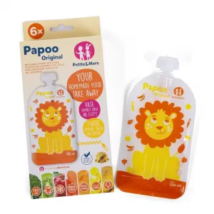 PETITE&MARS - Kapsička na jedlo Papoo Original Lion 6 ks