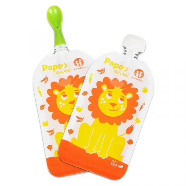 PETITE&MARS - Kapsička na jedlo Papoo Original Lion 6 ks