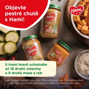 Hami s tekvicou a kuraťom 200 g,HAMI Príkrm mäsovo-zeleninový Cestoviny s tekvicou a kuracím mäsom 200g