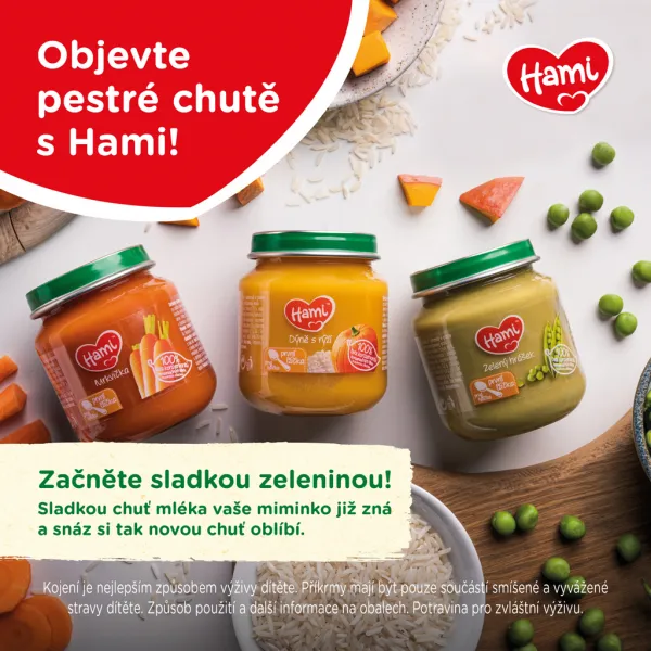 Hami mrkva zemiaky a hovädzie125 g,HAMI Príkrm mäsovo-zeleninový Mrkva, zemiaky a hovädzie 125g
