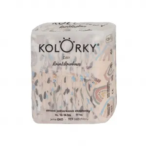 KOLORKY DAY déšť a duhy XL 12-16 kg 17 ks,KOLORKY DAY Plienky jednorazové eko, dážď&dúhy XL (12-16 kg) 17 ks
