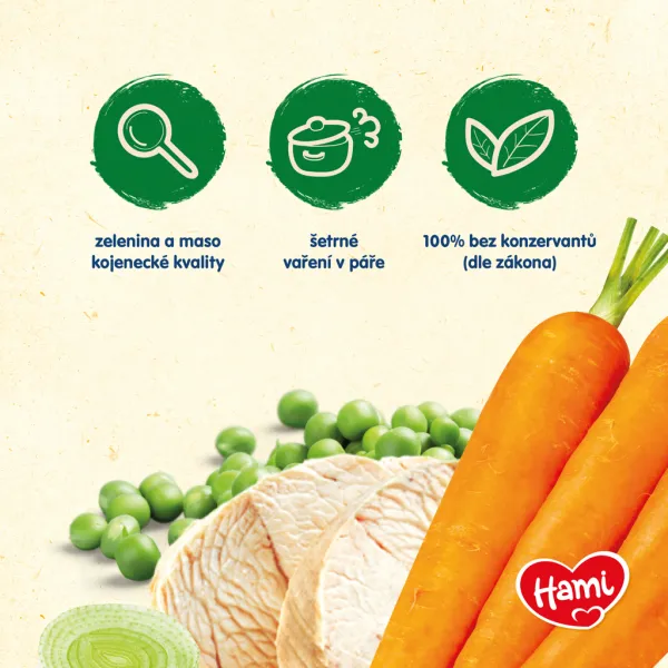 HAMI Príkrm mäsovo-zeleninový Zelenina s morčacím mäsom 125g,HAMI Príkrm mäsovo-zeleninový Zelenina s morčacím mäsom 125g