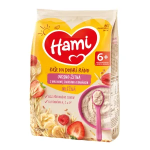 HAMI Kaša mliečna ovseno-žitná s banánom, jahodami a malinami 210 g