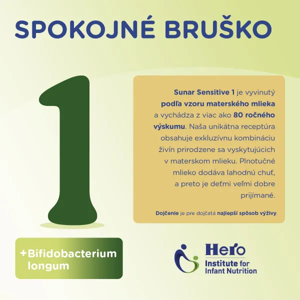 SUNAR Sensitive 1 Mlieko počiatočné 500 g, 0m+