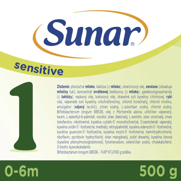 SUNAR Sensitive 1 Mlieko počiatočné 500 g, 0m+