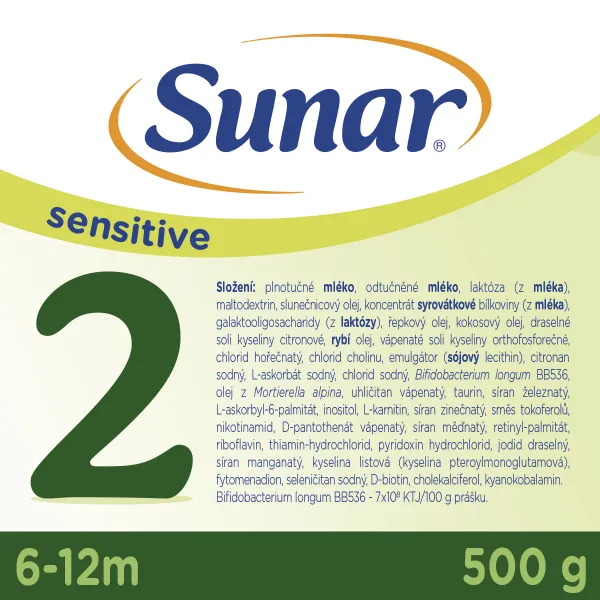 SUNAR Sensitive 2 Mleko následné 500 g, 6m+
