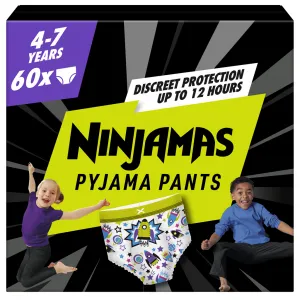 NINJAMAS Nohavičky plienkové Pyjama Pants Kosmické lode, 60 ks, 7 rokov, 17kg-30kg