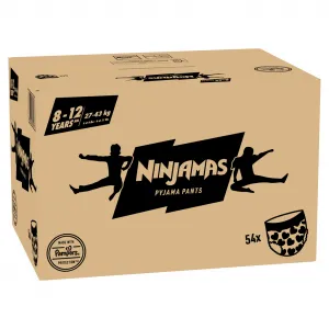 NINJAMAS Nohavičky plienkové Pyjama Pants Srdiečka, 54 ks, 8 rokov, 27kg-43kg