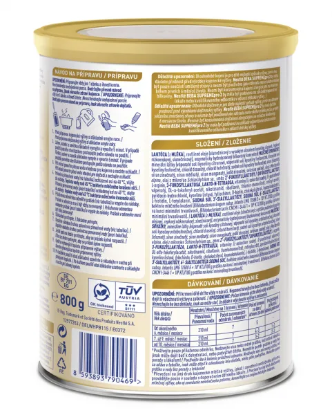 BEBA SUPREMEpro 2, 6 HMO, následné dojčenské mlieko, 800 g, od uk. 6. mesiace