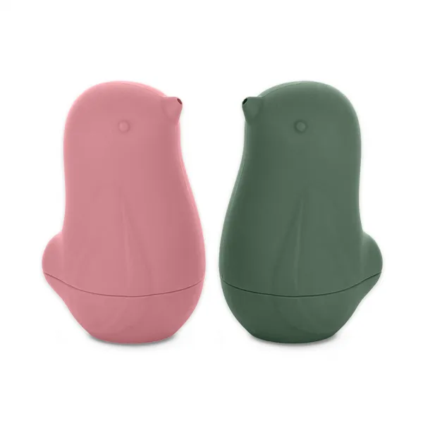 PETITE&MARS Hračky silikónové do kúpeľa Love birds Rose Green 6m+