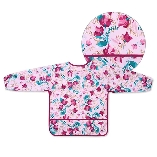 BABYONO Podbradník s dlhým rukávom Floral, 35 x 52cm, 2-4r