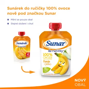 Sunar Do ručičky Banán a jablko 100 % ovocia 100 g,SUNAR Kapsička Do ručičky banán, jablko 100 g