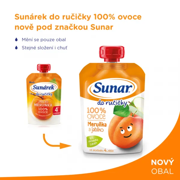 Sunar kapsička Do ručičky marhuľa a jablko 4+ 100 g,SUNAR Kapsička Do ručičky marhuľa, jablko 100 g
