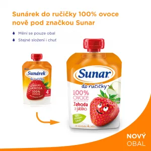 Hero Sunar Do ručičky JAHODA a jablko 100 % ovocia 4+ 100 g,SUNAR Kapsička Do ručičky jahoda, jablko 100 g