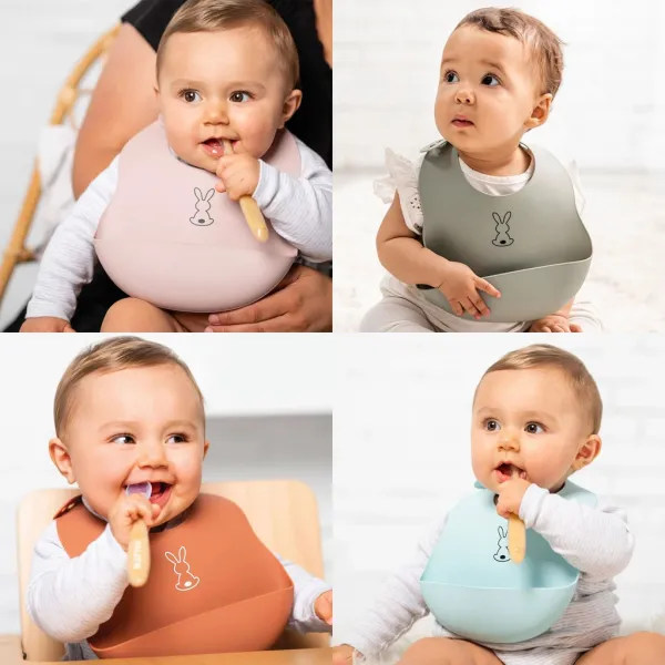 NATTOU Podbradník silikónový so zapínaním modrý bez BPA