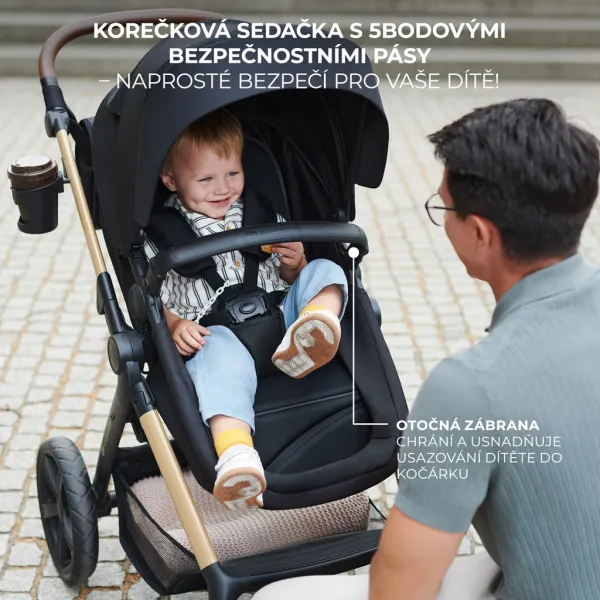 KINDERKRAFT - Kočík kombinovaný Moov 2 Air 3v1 Sand Beige