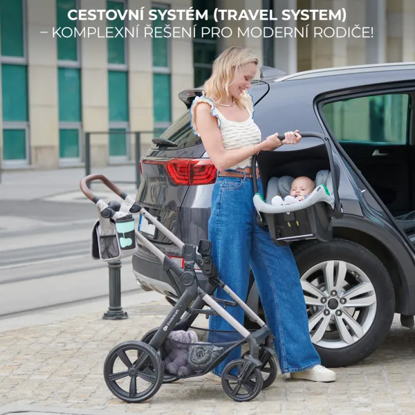 KINDERKRAFT - Kočík kombinovaný Moov 2 Air 3v1 Sand Beige