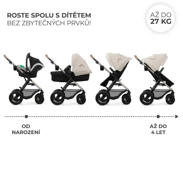 KINDERKRAFT - Kočík kombinovaný Moov 2 Air 3v1 Moonlight Grey