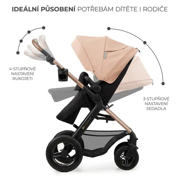 KINDERKRAFT - Kočík kombinovaný Moov 2 Air 3v1 Sand Beige
