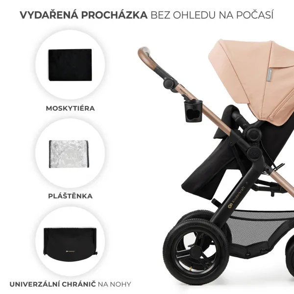 KINDERKRAFT - Kočík kombinovaný Moov 2 Air 3v1 Sand Beige