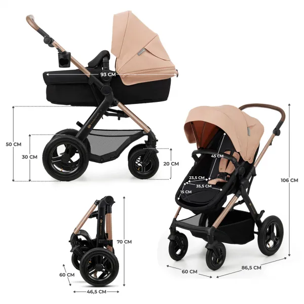 KINDERKRAFT - Kočík kombinovaný Moov 2 Air 3v1 Sand Beige